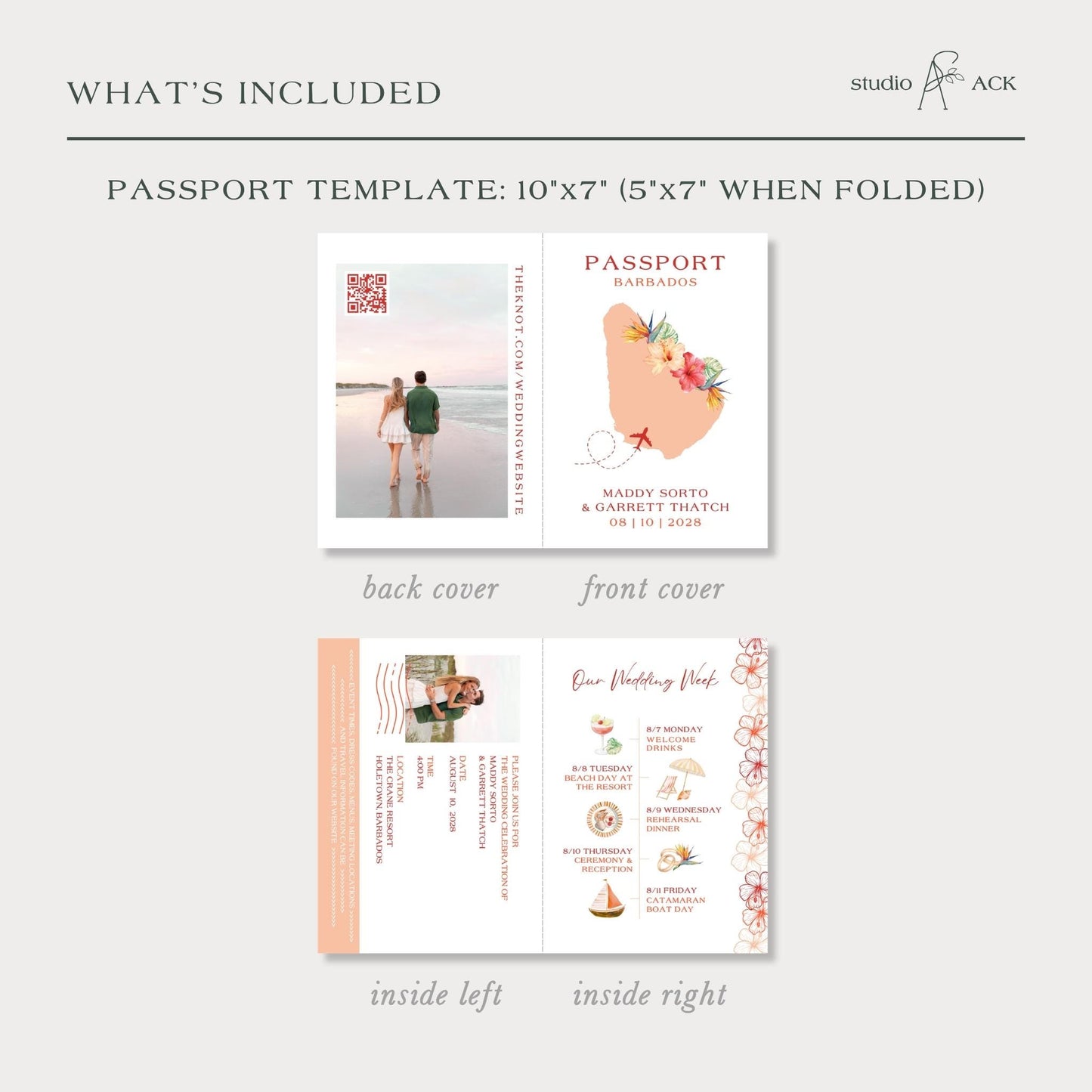 Birds of Paradise Wedding Passport Invitation Template
