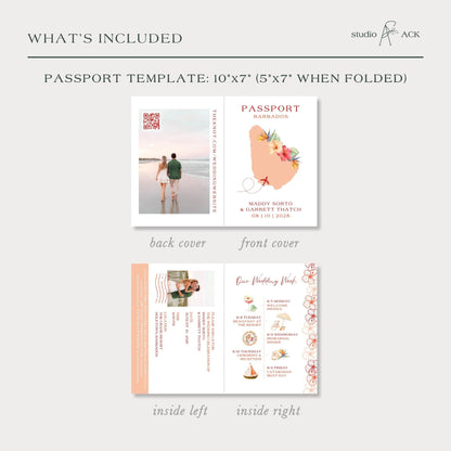 Birds of Paradise Wedding Passport Invitation Template
