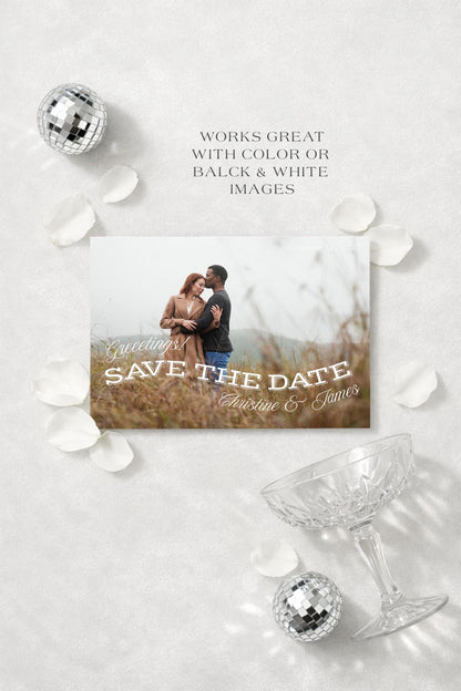 Greetings! Save the Date Postcard Template