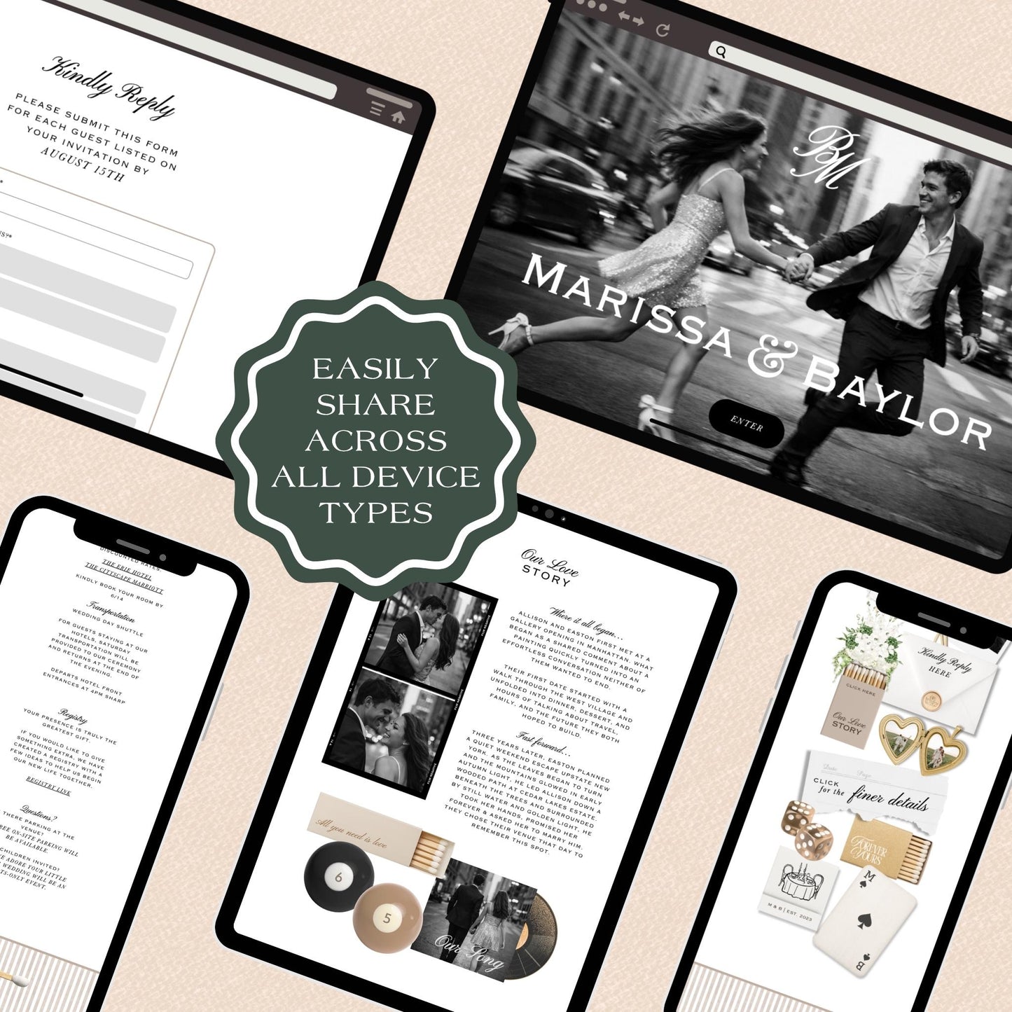 Old Money Striped Wedding Website Template