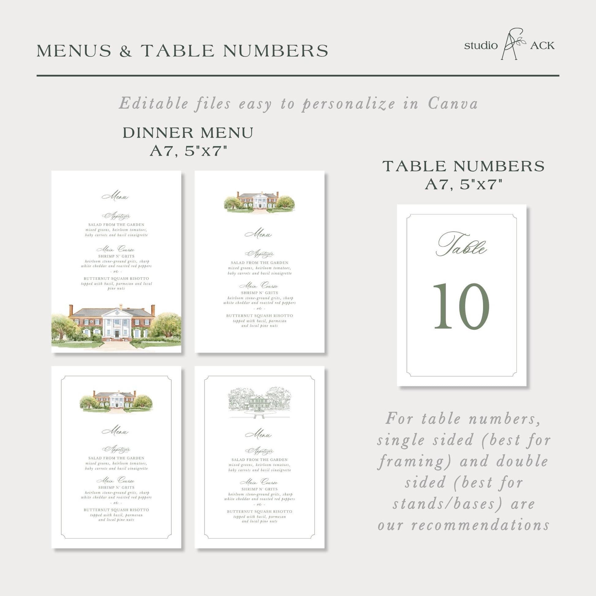a collection of images, including a menu and table numbers, as well as a table number card. The images are arranged in a collage format, and the text describes the images without using repetitive phrases or unnecessary details.
