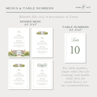 a collection of images, including a menu and table numbers, as well as a table number card. The images are arranged in a collage format, and the text describes the images without using repetitive phrases or unnecessary details.