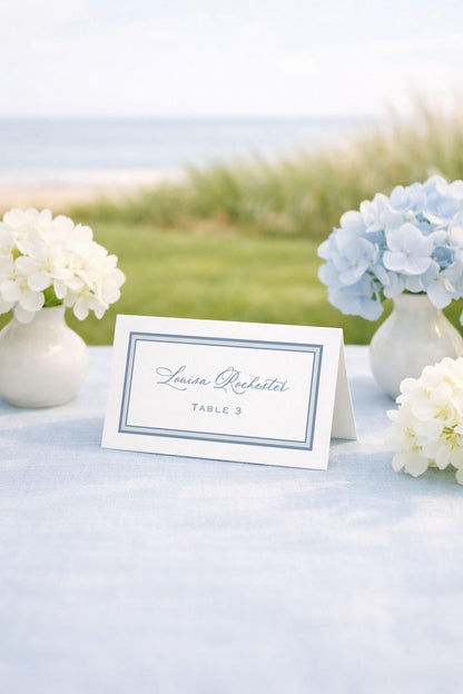 Coastal Toile Wedding Escort Card Template