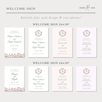Purple Floral Wedding Template Bundle