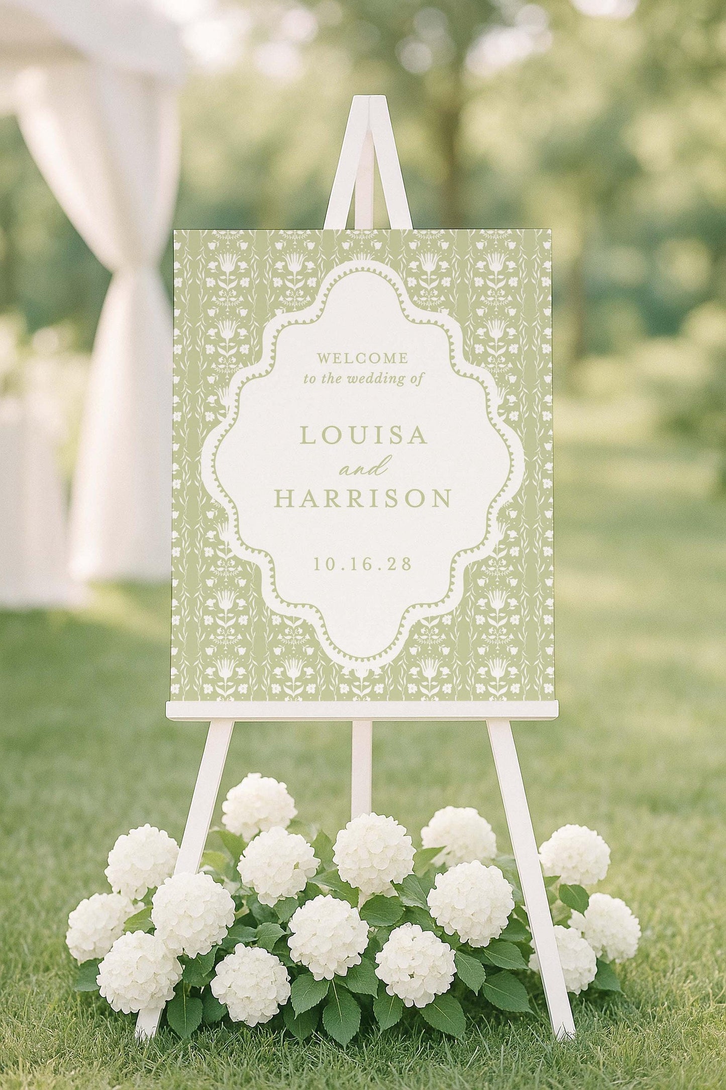Grandmillennial Floral Wedding Welcome Sign Template