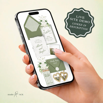 Green Striped Wedding Website Template