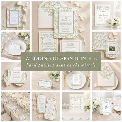 Neutral Chinoiserie Wedding Template Bundle