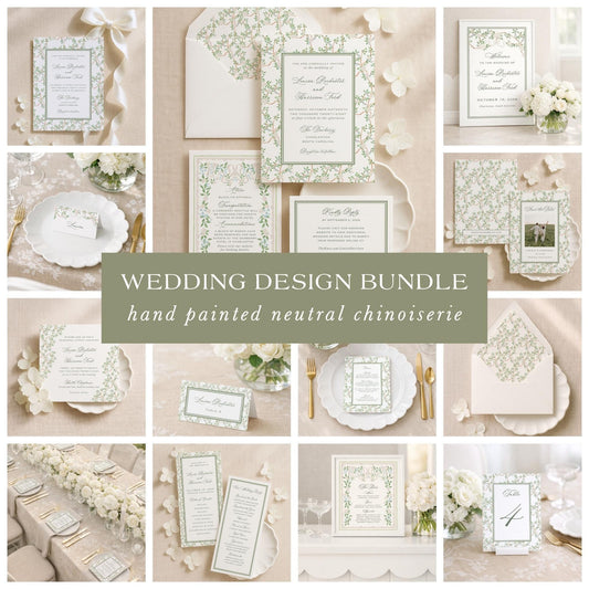 Neutral Chinoiserie Wedding Template Bundle