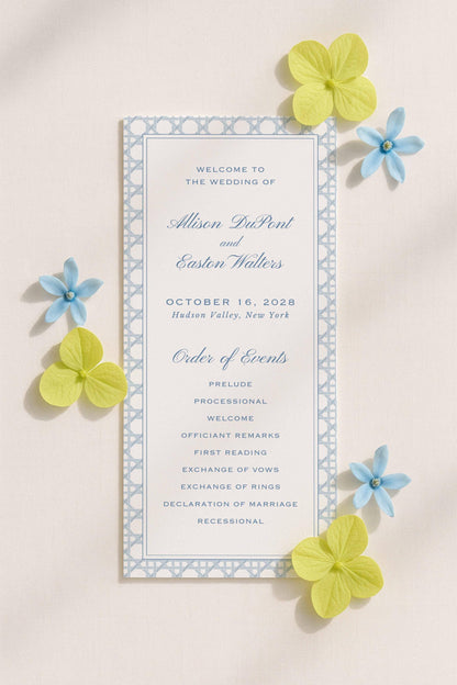Blue Rattan Wedding Program Template
