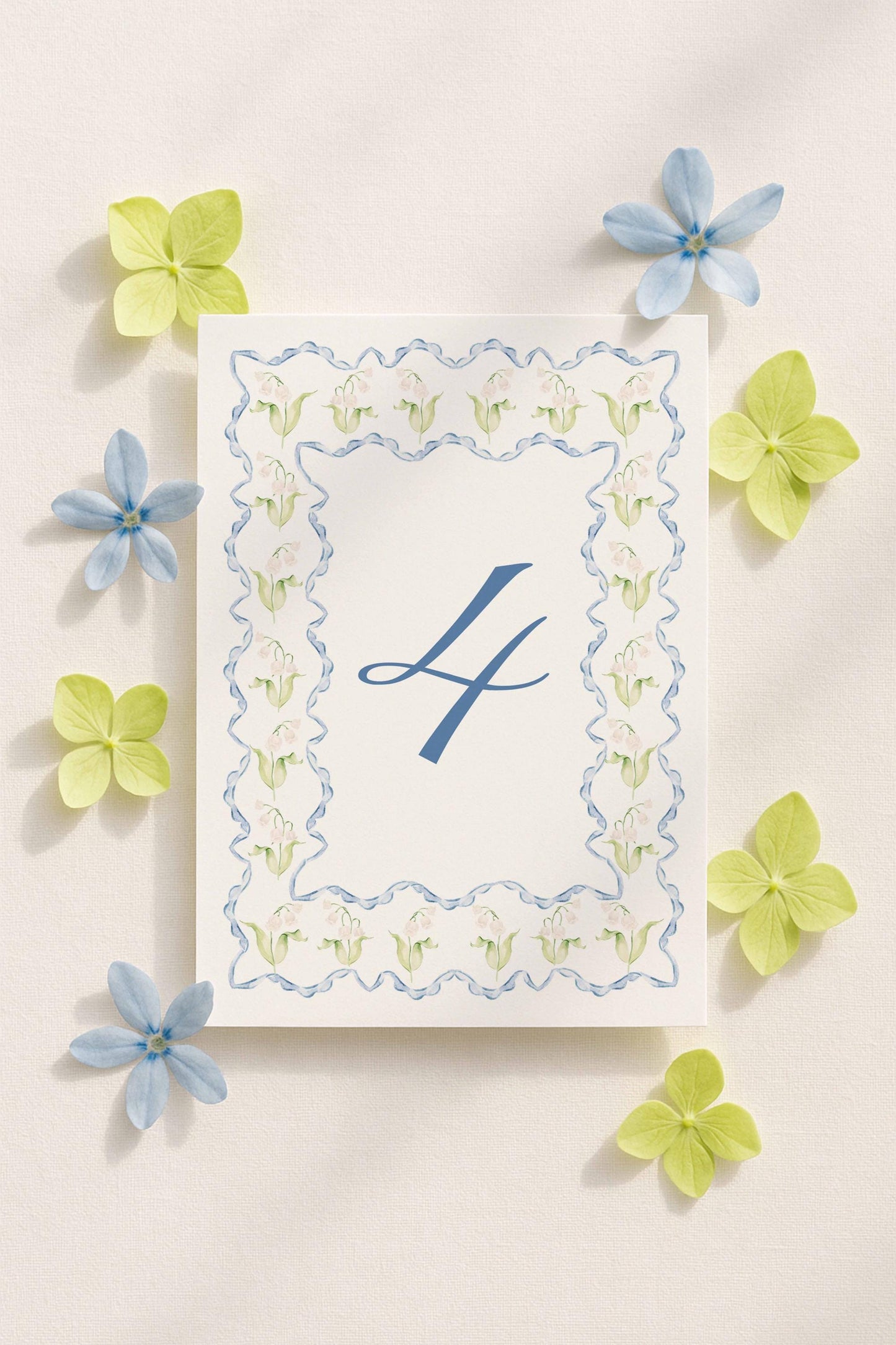 Blue Rattan Wedding Table Number Template