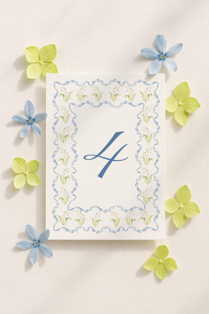 Blue Rattan Wedding Table Number Template