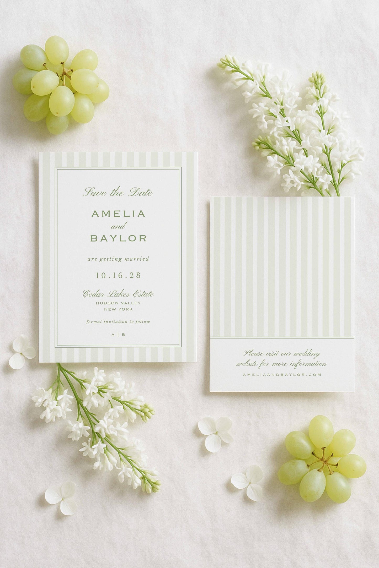 Green Rattan Save the Date Template