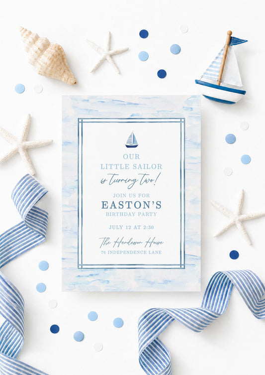 Our Little Sailor Nautical Birthday Invitation Template