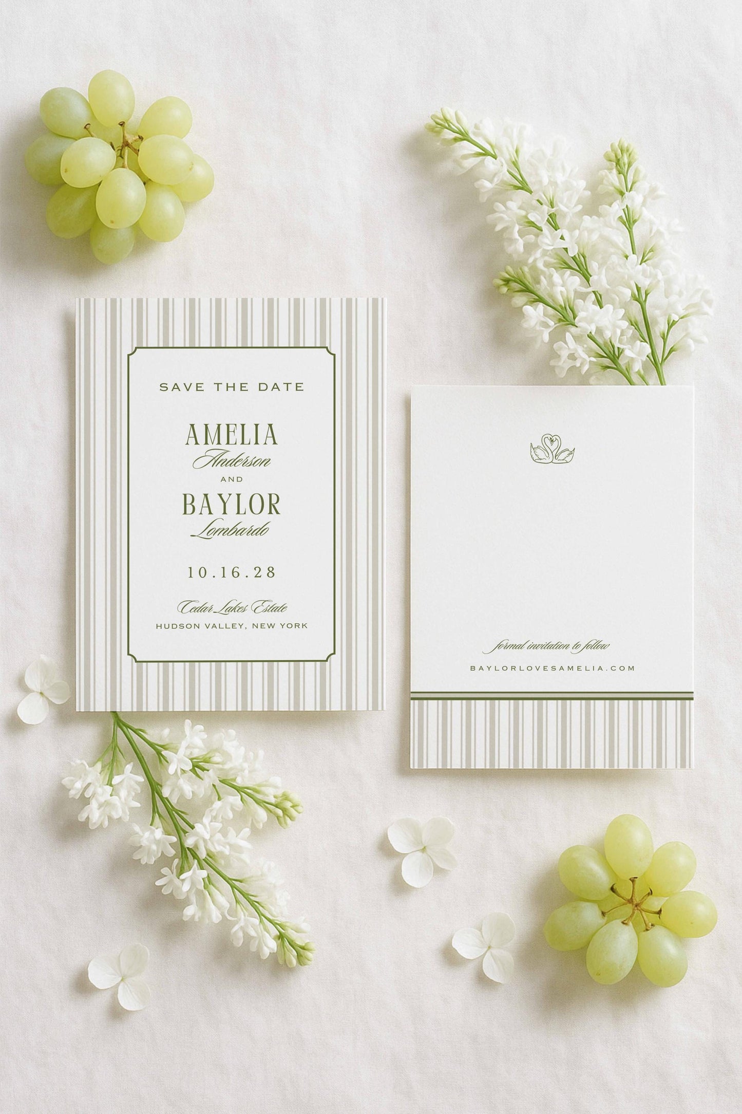 Old Money Striped Save the Date Template