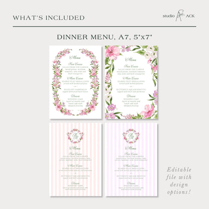 Purple Floral Wedding Menu Template