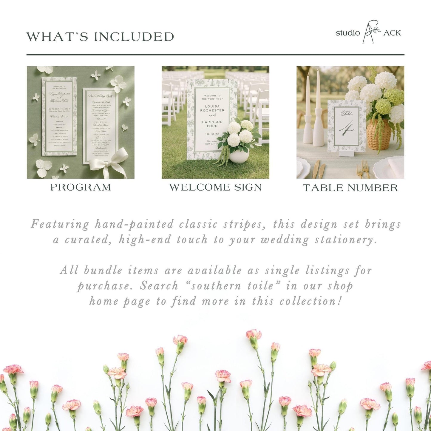 Southern Toile Wedding Template Bundle