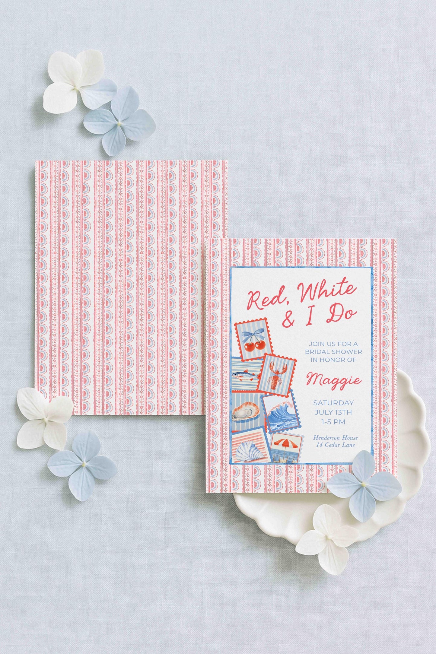 Red, White & I Do Bridal Shower Invitation Template
