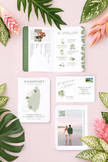 Tropical Wedding Passport Invitation Template