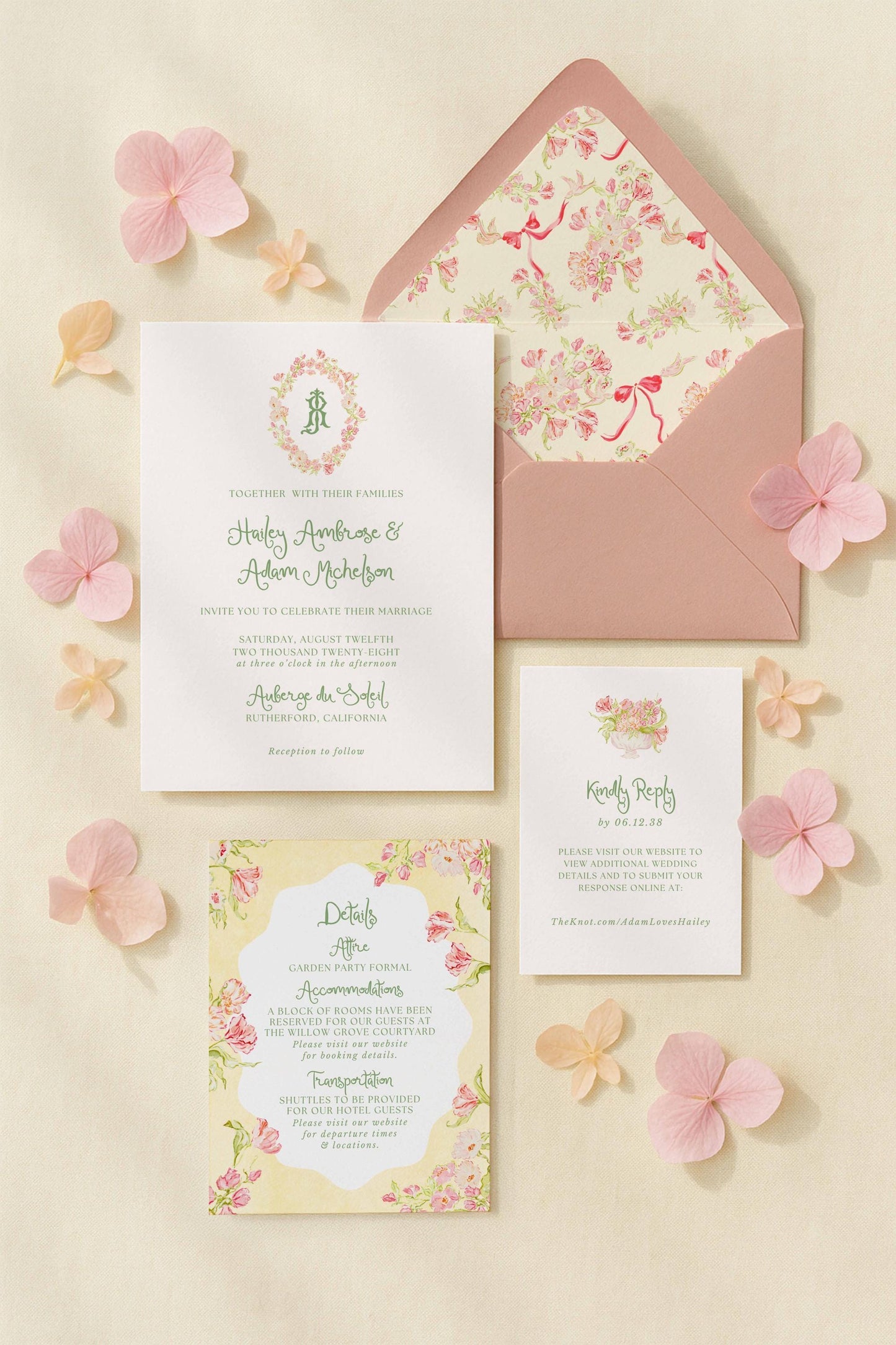 Whimsical Garden Wedding Invitation Suite Template