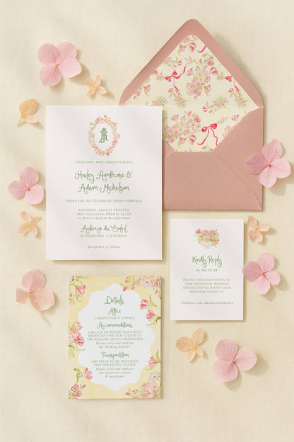 Whimsical Garden Wedding Invitation Suite Template