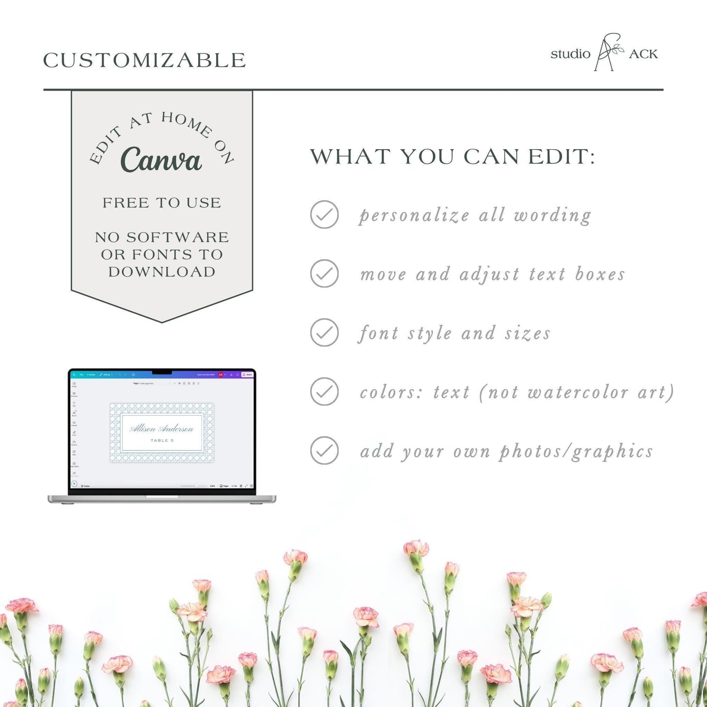 Blue Rattan Wedding Escort Card Template