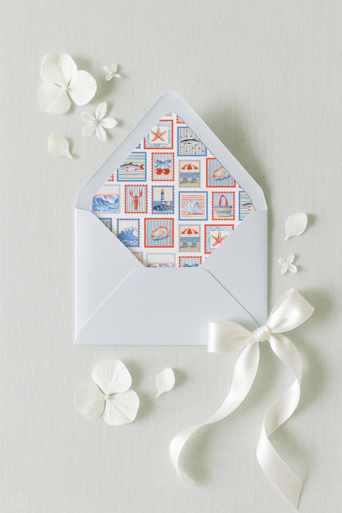 Nautical Postage Stamp Envelope Liner Template