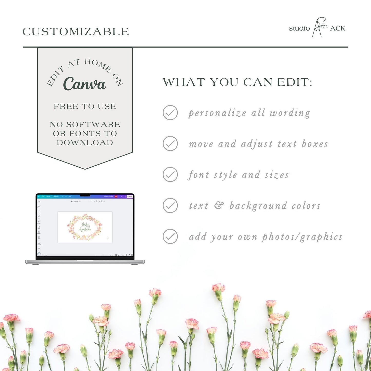 Whimsical Garden Wedding Escort Card Template