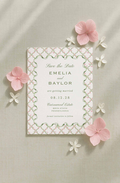Watercolor Trellis Save the Date Template
