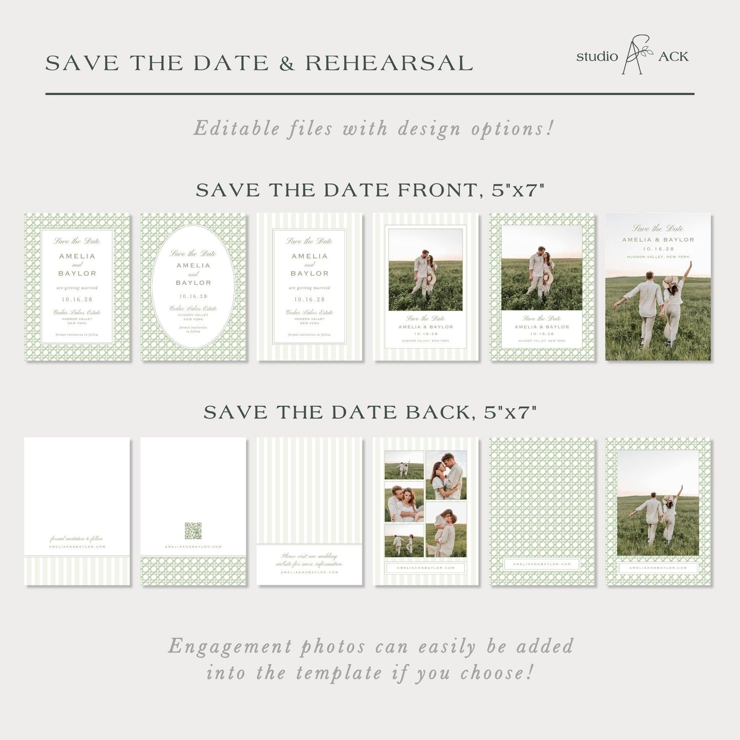 Green Rattan Save the Date Template