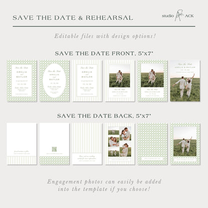 Green Rattan Save the Date Template