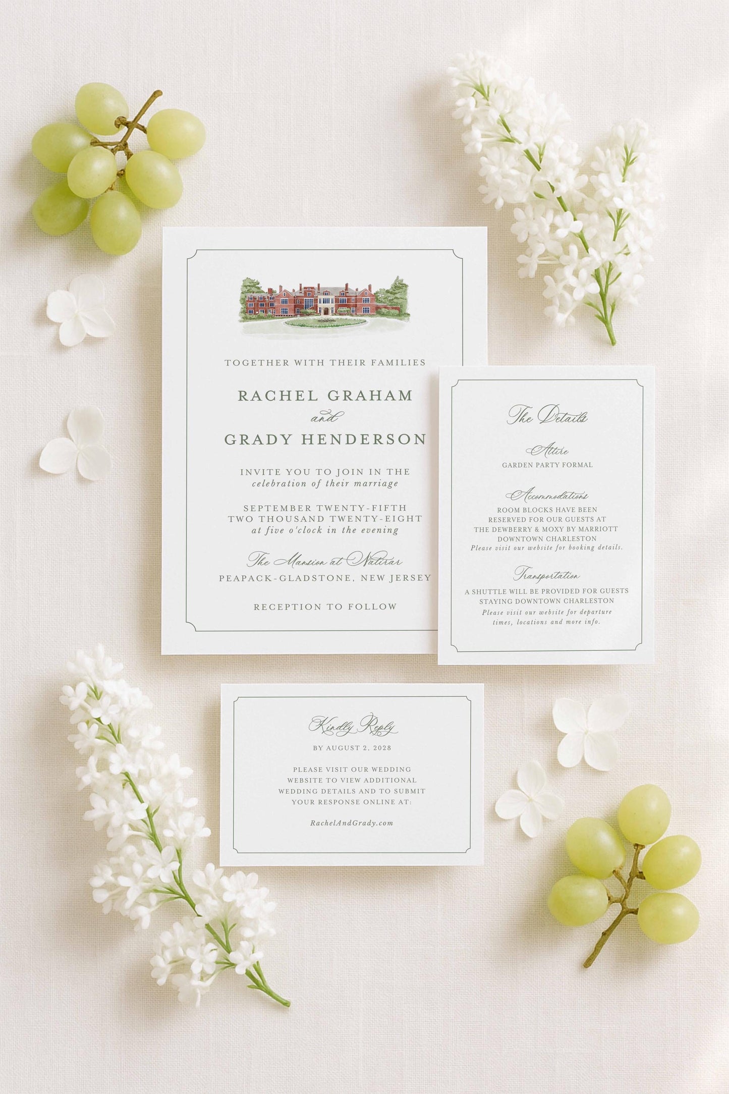 Mansion at Natirar Wedding Invitation Suite Template