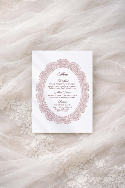 Vintage Lace Wedding Menu Template