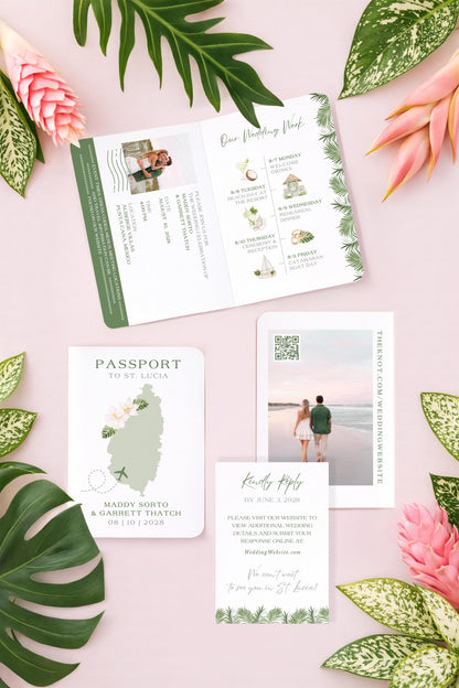 Tropical Wedding Passport Invitation Template