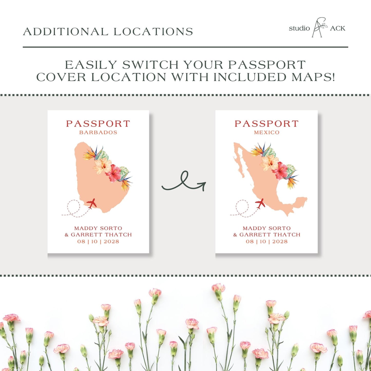 Birds of Paradise Wedding Passport Invitation Template