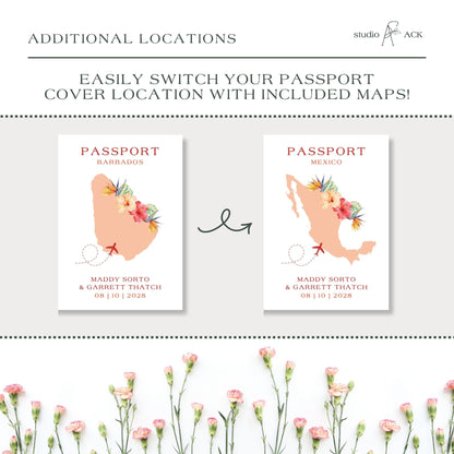Birds of Paradise Wedding Passport Invitation Template