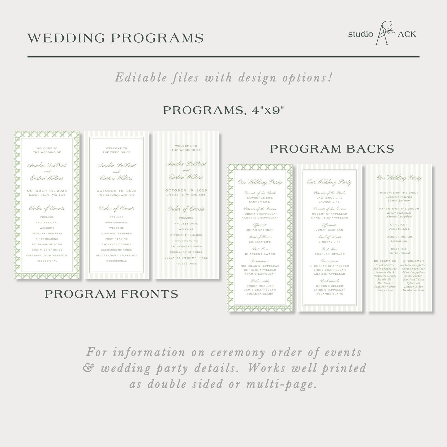 Green Rattan Wedding Template Bundle