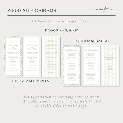 Green Rattan Wedding Template Bundle