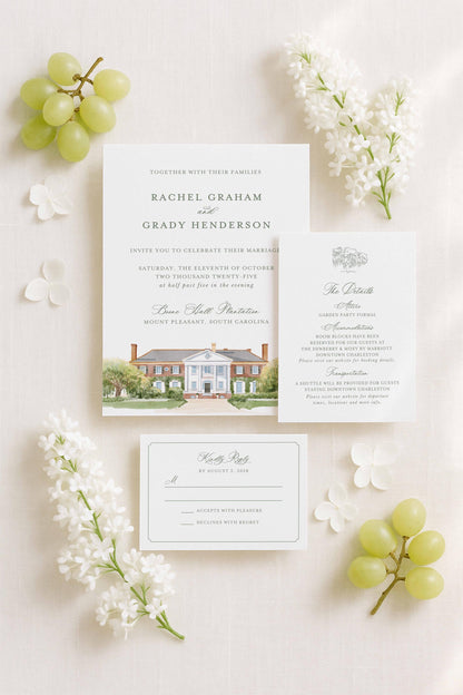 Boone Hall Wedding Invitation Suite Template
