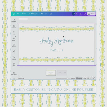 Fun Wavy Wedding Escort Card Template