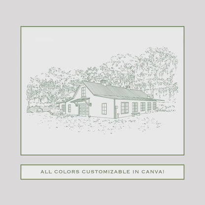 Magnolia Carriage House Wedding Invitation Suite Template
