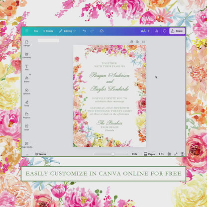 Colorful Floral Wedding Template Bundle