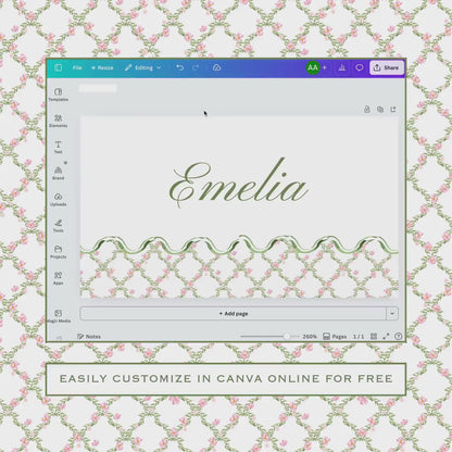 Watercolor Trellis Wedding Place Card Template