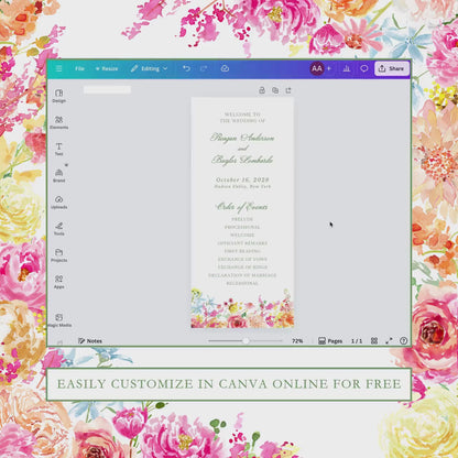 Colorful Floral Wedding Program Template