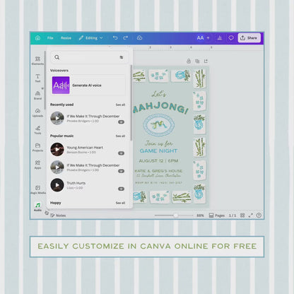 Mahjong Party Invitation Template