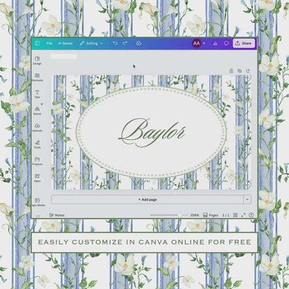 Blue, White & Green Wedding Place Card Template