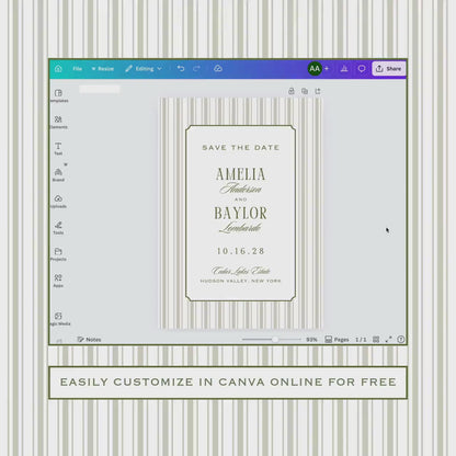 Old Money Striped Save the Date Template