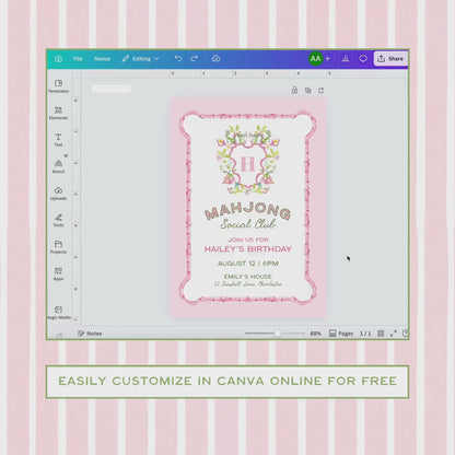 Mahjong Birthday Invitation Template