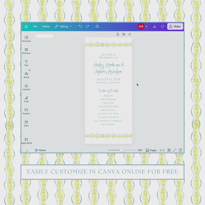 Fun Wavy Wedding Program Template