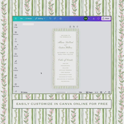 Grandmillennial Floral Wedding Program Template