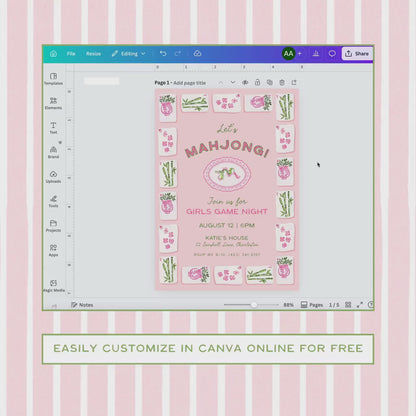 Mahjong Party Invitation Template